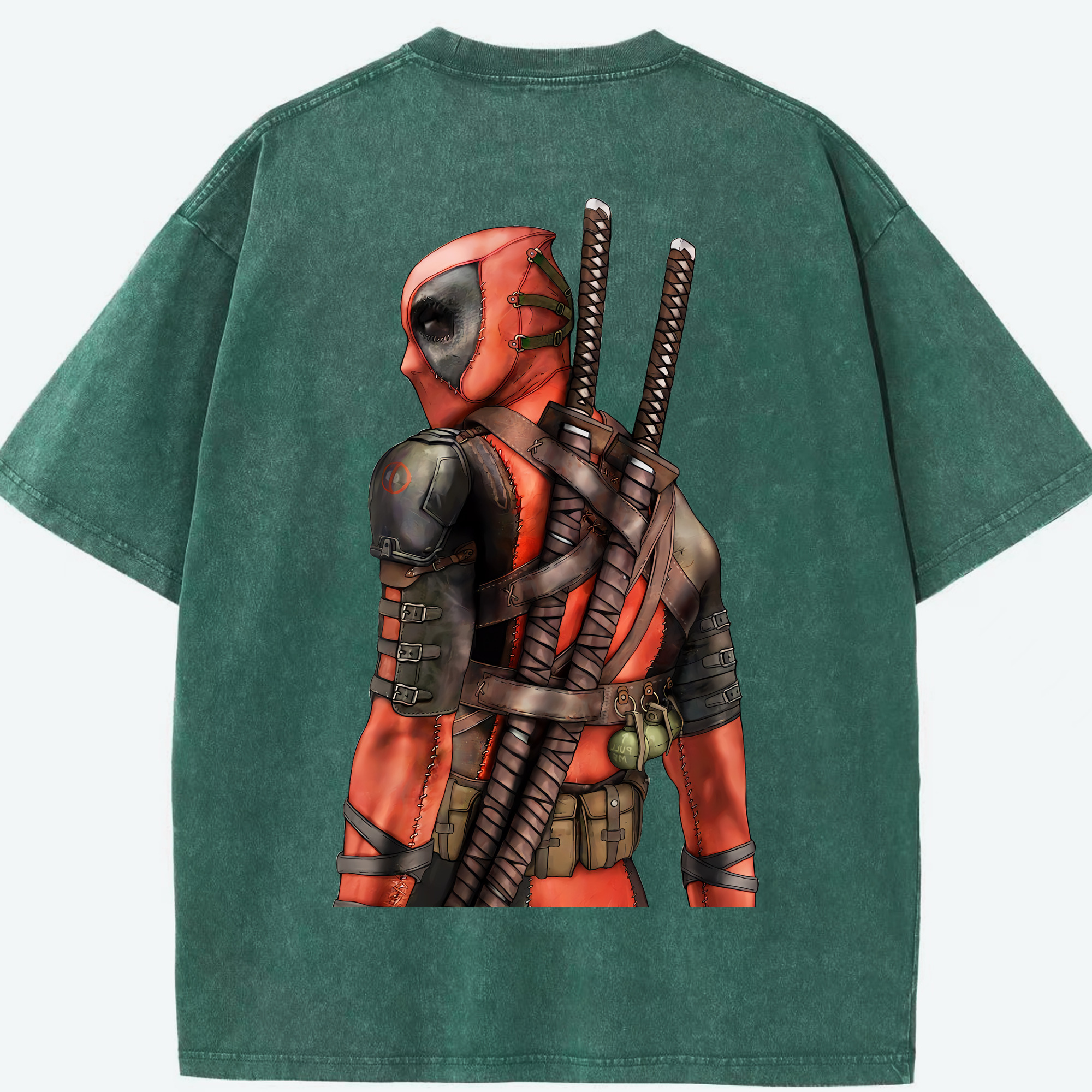 （画像用） Deadpool デッドプール 綿100% ヴィンテージ風 半袖Tシャツ（背面プリント）